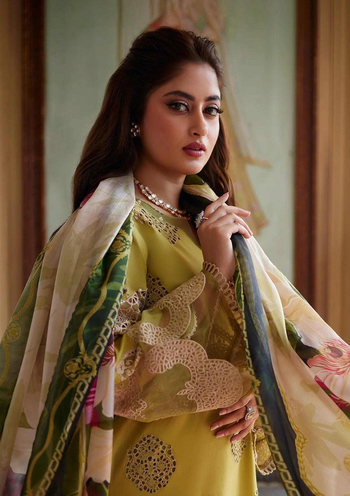 Close up image of MEENAH beautiful Embroidered Lawn.