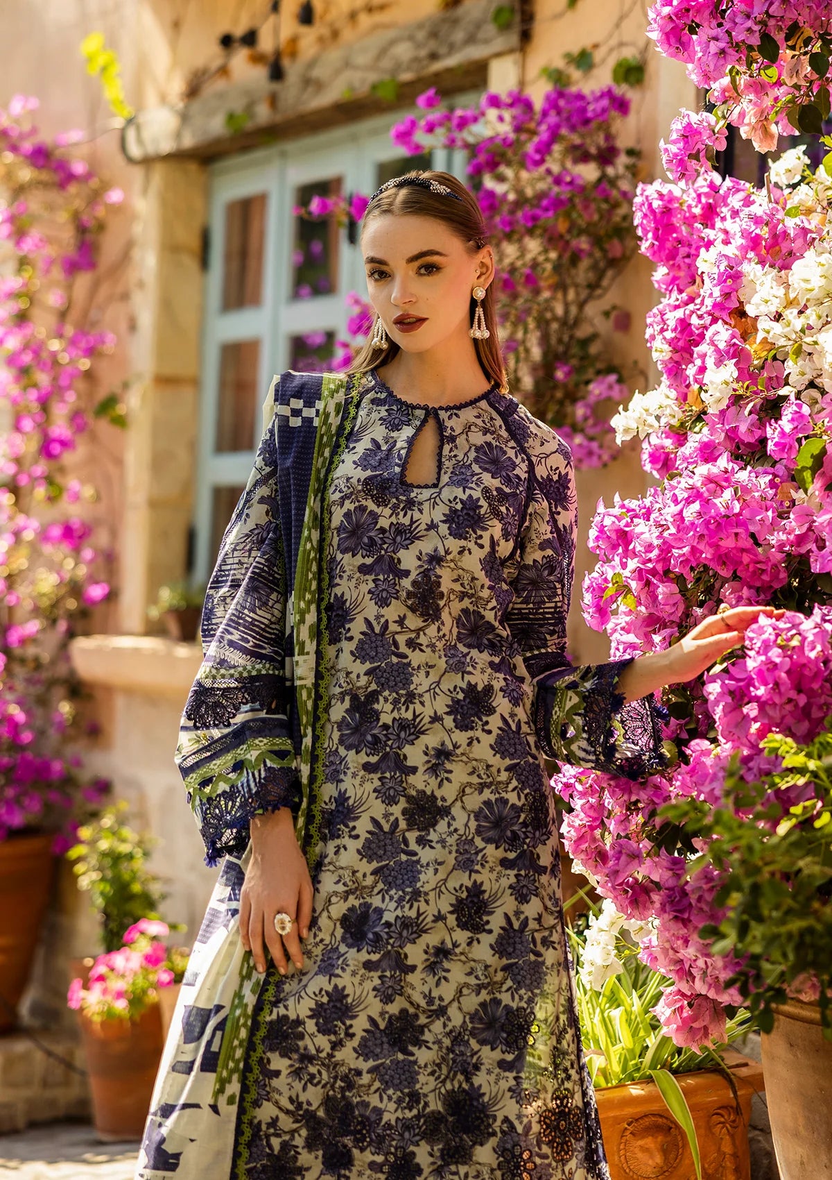 Radiant Embroidered Organza Sleeves Border from ELAF Print Chikankari Collection 2025.