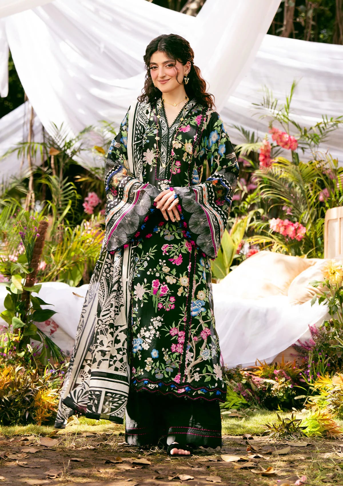 ELAROSE DIGITAL PRINTED LAWN FRONT and DIGITAL PRINTED VOILE DUPATTA from ELAF PRINTS COLLECTION 2025.