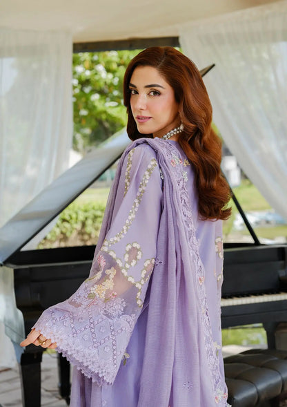Stunning closeup look of EMBROIDERED ORGANZA SLEEVES BORDER from ELAF LUXURY LAWN 2025 vol 2