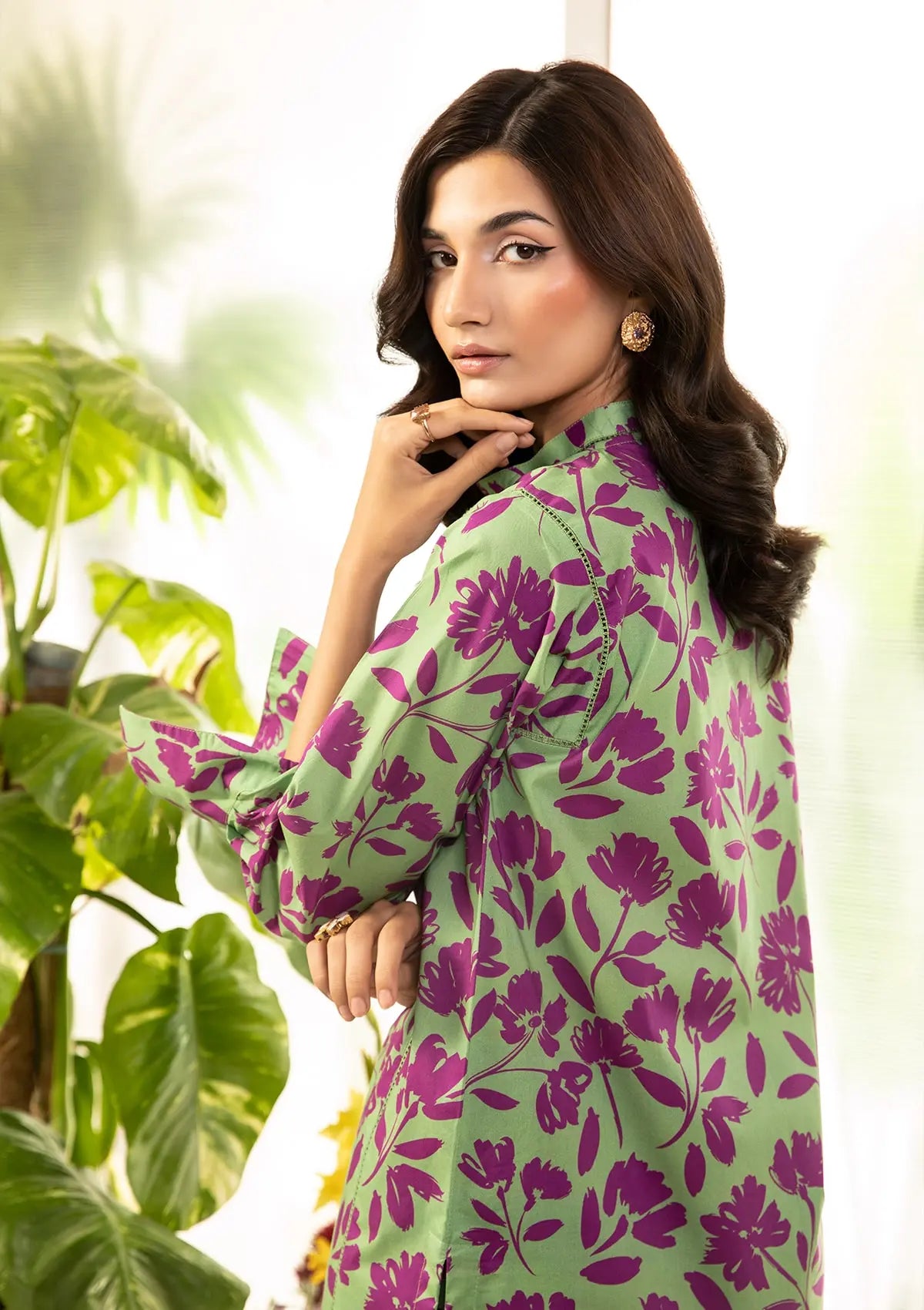 KOA with dark purple floral prints from ELAF's STITCHED COLLECTION 2025