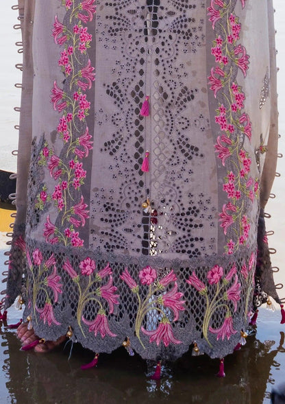 Alyaanah wearing this beautiful Embroidered Organza Front Panel Border shirt from ELAF 'HAI KUCH' Festive Lawn 2024 Collection.