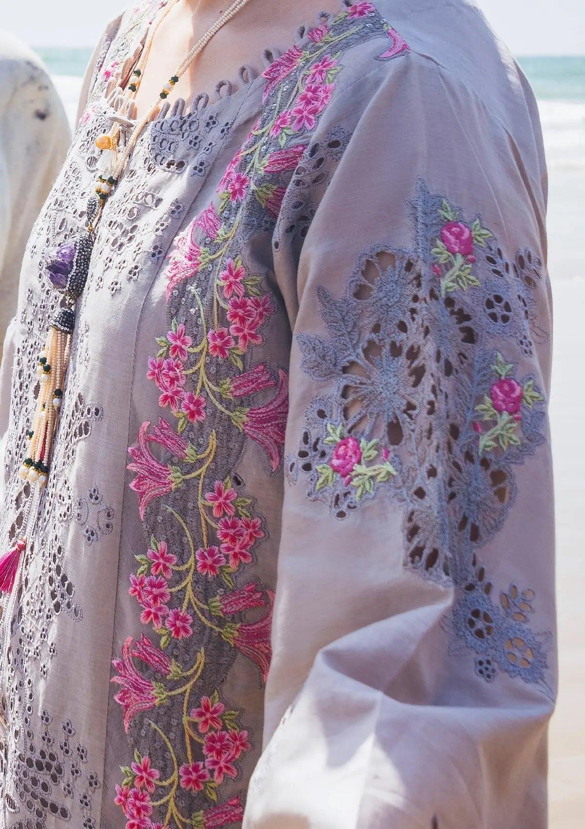 Close up of Alyaanah Schiffli Lawn Sleeves from ELAF's 'HAI KUCH' Festive Lawn 2024 Collection.