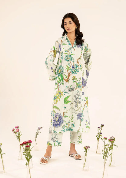 NAIRE Printed Lawn shirt and Digital Printed Cambric trouser from ELAF's STITCHED COLLECTION 2025.