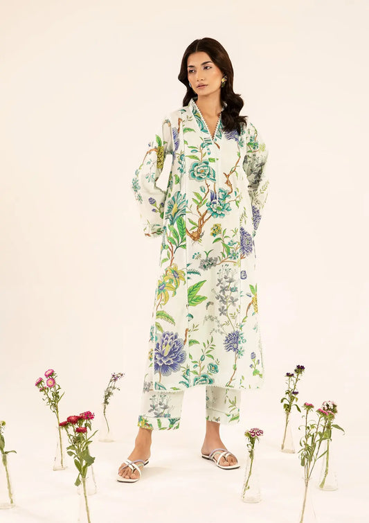 NAIRE Printed Lawn shirt and Digital Printed Cambric trouser from ELAF's STITCHED COLLECTION 2025.