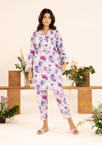 REVE Printed Lawn shirt and Digital Printed Cambric trouser from ELAF's STITCHED COLLECTION 2025.