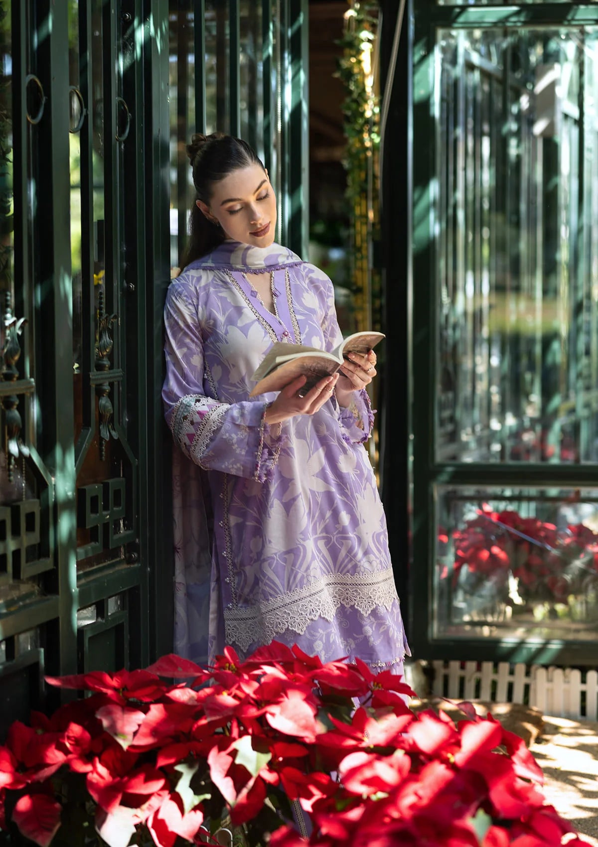 Charming front image of digital printed lawn dress.
