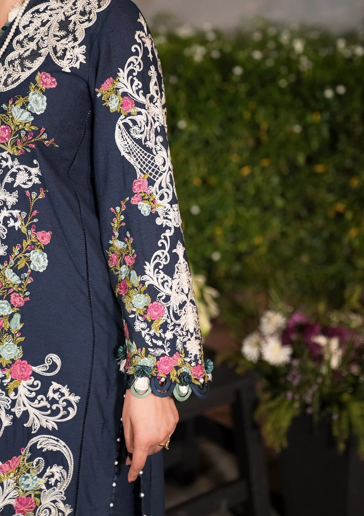 Moonlit Promises - EMBROIDERED ORGANZA SLEEVES MOTIFS