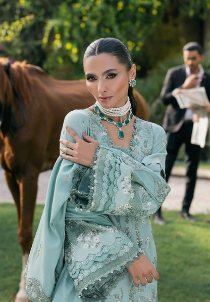 MINTFROST with EMBROIDERED KARANDI PANEL with EMBROIDERED SHAWL from Elaf LUXURY WINTER '25
