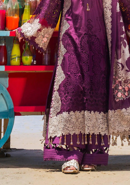 Close up of Hania Schiffli Lawn front from ELAF's 'HAI KUCH' Festive Lawn 2024 Collection.