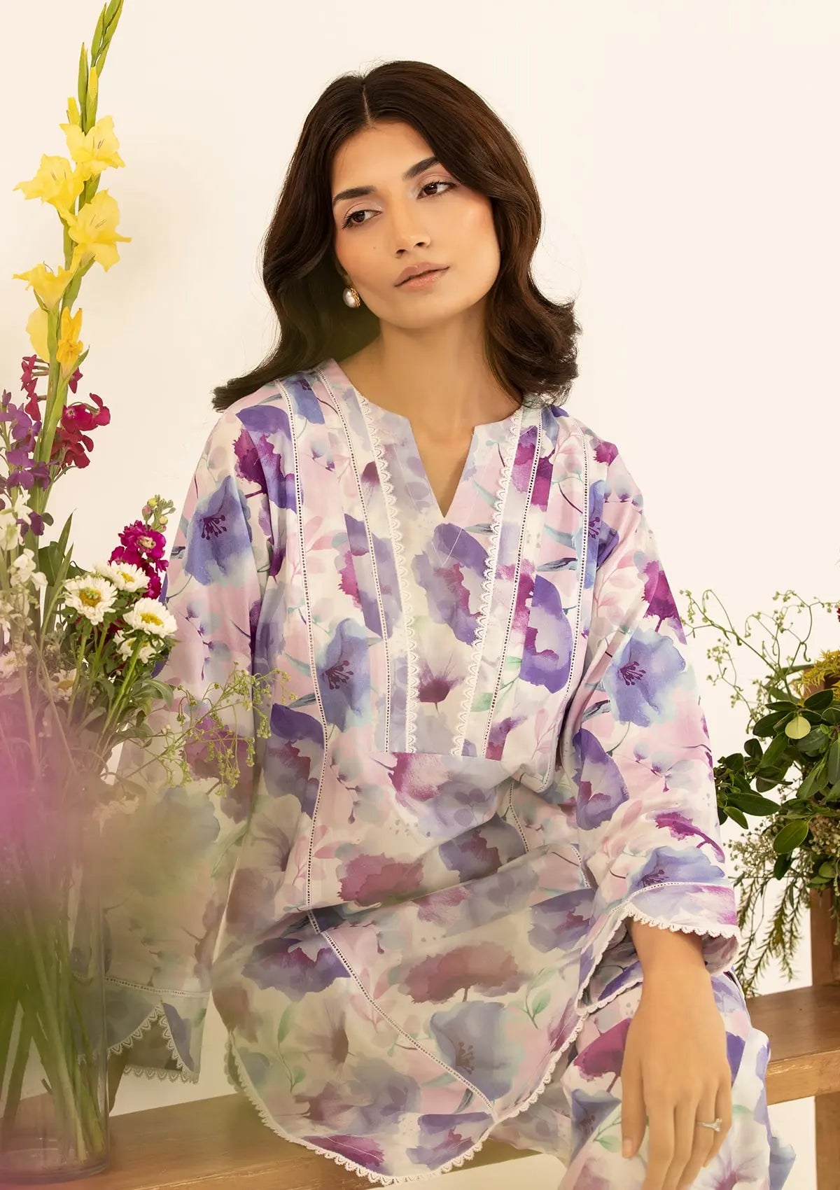 REVE white dress with multicolor floral prints from ELAF's STITCHED COLLECTION 2025