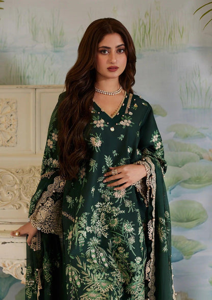 ZARIA zink gree dress with Embroidered Front Pannel from  ELAF's "ELAF EID EDIT" 2024 Collection.