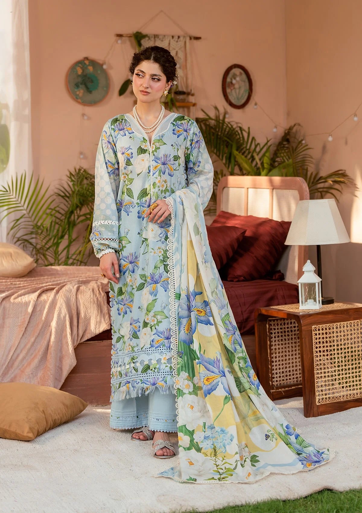SERENE FLEUR DIGITAL PRINTED LAWN FRONT and DIGITAL PRINTED VOILE DUPATTA from ELAF PRINTS COLLECTION 2025.