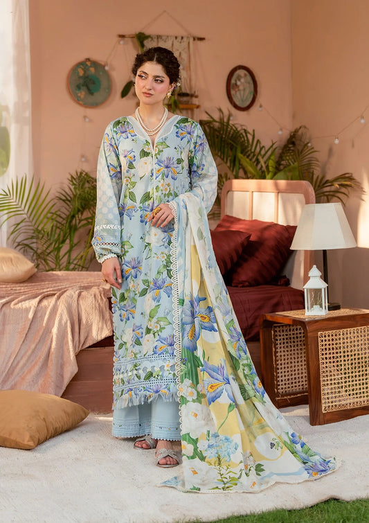 SERENE FLEUR DIGITAL PRINTED LAWN FRONT and DIGITAL PRINTED VOILE DUPATTA from ELAF PRINTS COLLECTION 2025.