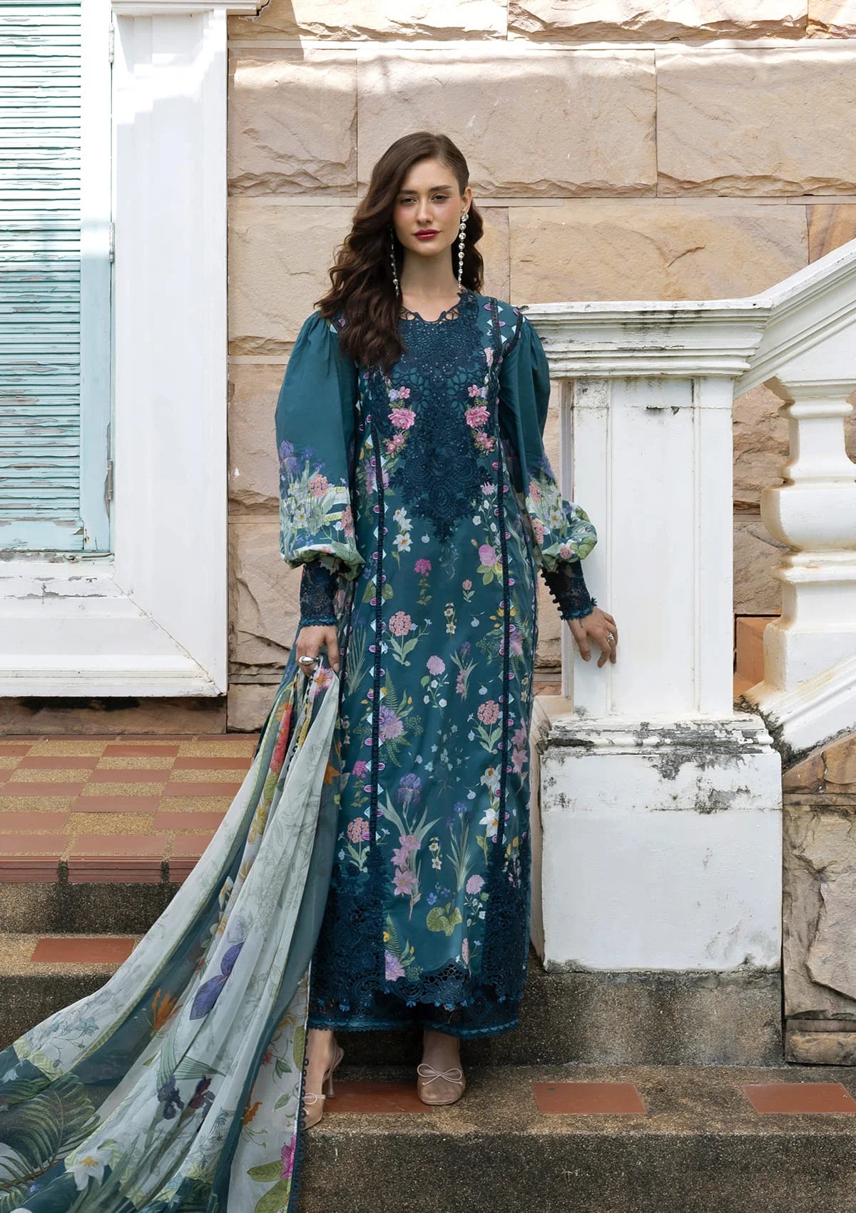 ESA-5A OCEANA VEIL - Elaf Premium Embroidered Prints Collection display picture 1