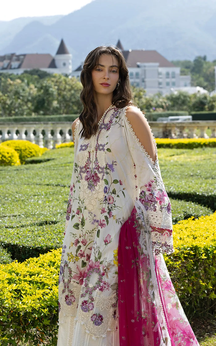 Signature embroidered prints with chiffon dupatta